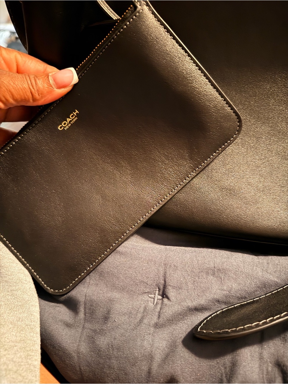 Coach Black Smooth Leather Crossbody Tote - Picture 4 of 9